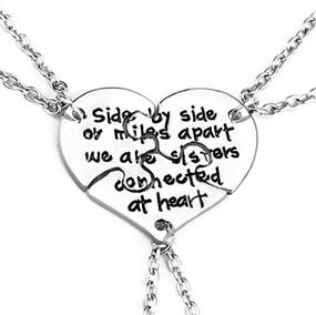 img 4 attached to 🔗 3 Pcs Best Friends Forever Engraved Necklace Set: Broken Heart Charm Pendant BFF Friendship Necklace