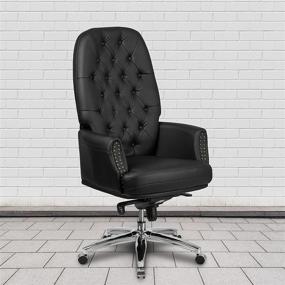 img 4 attached to 💺 Optimize your office space with the Flash Furniture High Back Traditional Tufted Black LeatherSoft Multifunction Executive Swivel Ergonomic Office Chair featuring Arms