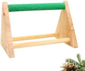 img 1 attached to 🐦 POPETPOP Bird Stand Rack: Handmade Chicken Perch & Toy for Parrot Hens Macaw - Chicken Stand Swing, Wood Stand & Perch Toy for Chickens