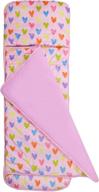 🛌 wildkin kids plush nap mat for toddler boys and girls, 57.5 x 20 x 1.5 inches - daycare & preschool nap mats with attached blanket, bpa-free (pink hearts) logo