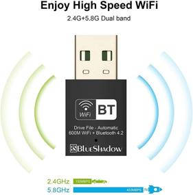 img 3 attached to 🔌 Blueshadow Bluetooth WiFi Adapter - Dual Band Wireless Network Receiver for PC/Laptop/Desktop (600Mbps)