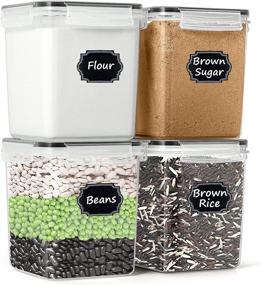 img 4 attached to 🥣 Airtight Cereal & Dry Food Storage Containers Set of 4 - Paincco [2.5L /84.5oz], Leak Proof & BPA Free Kitchen Pantry Organization for Flour and Baking Supplies