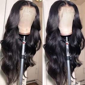 img 2 attached to 🔥 Premium 13x4 Lace Front Wigs: Body Wave, Wet & Wavy; Brazilian Virgin Human Hair; Glueless & Pre Plucked; 150% Density; 18 inch; Perfect for Black Women