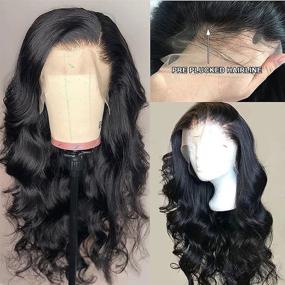 img 3 attached to 🔥 Premium 13x4 Lace Front Wigs: Body Wave, Wet & Wavy; Brazilian Virgin Human Hair; Glueless & Pre Plucked; 150% Density; 18 inch; Perfect for Black Women