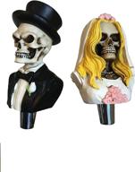 👰 haunted elegance: dead bride and groom skull beer tap handle set - perfect for kegerators and bars logo