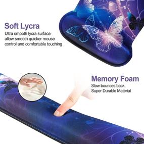 img 3 attached to 🦋 Elevate Your Comfort: Keyboard Wrist Rest Pad and Gel Mouse Pad Set – Art Butterflies | Non-Slip, Ergonomic Support for Easy Typing and Pain Relief