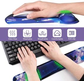 img 1 attached to 🦋 Elevate Your Comfort: Keyboard Wrist Rest Pad and Gel Mouse Pad Set – Art Butterflies | Non-Slip, Ergonomic Support for Easy Typing and Pain Relief