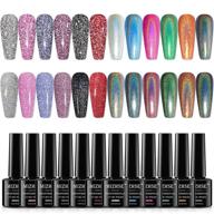 ✨ mizhse holographic gel polish set - reflective glitter gel polish with laser finish - galaxy gloss nail lacquer with iridescent glitter - curing required unicorn mirror effect nail gel - nail art pigment for salon or home manicure (12pcs) logo