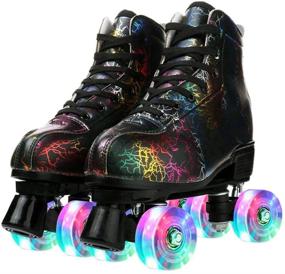 img 4 attached to 👟 MilkyWay Unisex Double Row High-top Roller Skates with Lightning Pattern for Beginners - Perfect for Women, Men, Boys, and Girls