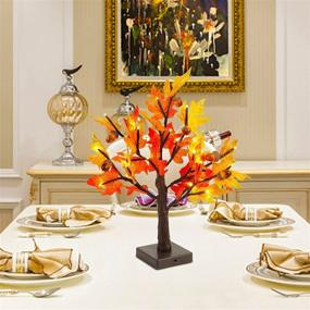 img 2 attached to 🍁 Thanksgiving Artificial Lighted Tabletop Maple Tree: Enhance Fall Ambiance with 24 LED Lights, Battery Powered Timer, Perfect Centerpiece for Indoor Harvest Home Decor