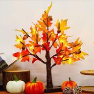 🍁 thanksgiving artificial lighted tabletop maple tree: enhance fall ambiance with 24 led lights, battery powered timer, perfect centerpiece for indoor harvest home decor logo
