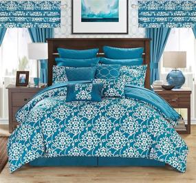 img 3 attached to 🛏️ Hailee 24 Piece Teal Queen Comforter Set with Complete Bed in a Bag, Sheet Set, and Window Treatment by Chic Home