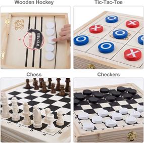 img 3 attached to Portable Folding Wooden Checkers Tic Tac Toe: Versatile Fun on the Go!