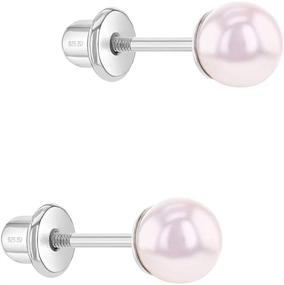 img 3 attached to 👶 Adorable 925 Sterling Silver Toddler Earrings - Classic 4mm & 5mm Pink Simulated Pearl - Perfect Gift for Baby Girls on Birthdays, Baptisms, or Special Occasions