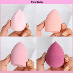 img 2 attached to 🧽 4-Piece Set of Soft Makeup Sponges for Liquid Foundation, Creams, and Powders, Latex-Free Wet and Dry Makeup Eggs (Pink Series)