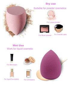 img 1 attached to 🧽 4-Piece Set of Soft Makeup Sponges for Liquid Foundation, Creams, and Powders, Latex-Free Wet and Dry Makeup Eggs (Pink Series)