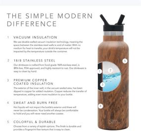 img 3 attached to 🍶 Insulated Water Bottle with 3 Lids: Straw, Handle, Chug - 1 Liter Reusable Ascent Narrow Mouth Stainless Steel Thermos Flask, Wood Grain Pattern - 32oz Flask with Multiple Lid Options