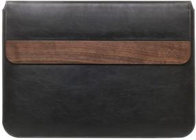 img 4 attached to 🌲 Woodcessories - EcoPouch Real Walnut Wooden MacBook Bag (15") with Black Leather