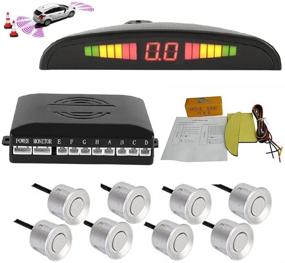 img 4 attached to Car Parking Sensor - Bessie Sparks Car Reverse Parking Radar System 8 Reversing Sensors Kit With Front And Rear Alarm Buzzer Reminder LED Display Safe Driving (Silver)