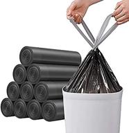 🗑️ thicken ronymarx trash bag drawstring garbage bags - bathroom trash can liners for home kitchen and bedroom, 50 counts, 4-6 gallon (black) logo