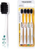 🦷 extra soft toothbrush set for sensitive teeth & braces - wide head & activated charcoal bristles (4pcs) logo