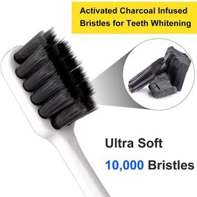 img 2 attached to 🦷 Extra Soft Toothbrush Set for Sensitive Teeth & Braces - Wide Head & Activated Charcoal Bristles (4PCS)