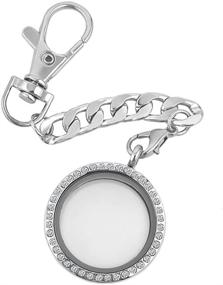 img 1 attached to 🔑 Experience chic elegance with JewelryHouse Glass Living Memory Locket Keychain - Exquisite Floating Charms Magnetic Key Ring