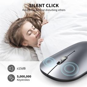 img 2 attached to 🖱️ TeckNet Slim Silent Rechargeable Bluetooth Mouse with USB Receiver - Bluetooth 5.0/3.0 2.4G, 4 Adjustable DPI, Portable Optical Cordless Mice for MacBook, iPad, Windows Computer, Laptop, PC