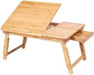 songmics бамбуковая подставка для ноутбука с складными ножками, наклонной верхней частью, многофункциональным напольным письменным столом и завтраком для дивана, натуральной отделкой ulld009n. логотип
