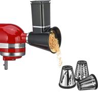slicer shredder attachments for kitchenaid stand mixer - cheese grater, fresh prep, and vegetable slicer accessories with 3 blades logo