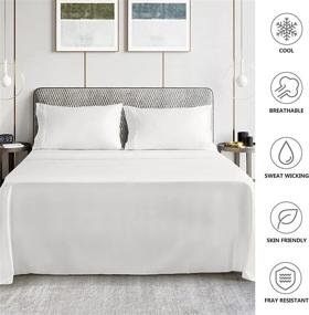 img 1 attached to 🛏️ EASELAND Queen Size Bed Sheet Set – 400 Thread Count Cotton Sheets, 4-Piece Bedding Set with Pillowcases, Deep Pocket Fits 8-14 Inches, White