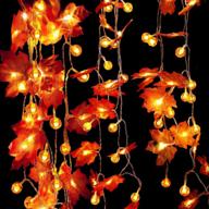 🍁 vibrant autumn décor: thanksgiving maple leaves pumpkin string light - 2 pack 40 led 20ft christmas lights for festive indoor & outdoor decorations, autumn house, tree, fall garlands - lighted pumpkins (orange yellow) logo