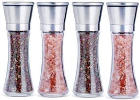 img 4 attached to 🌶️ YCJX Premium Stainless Steel Salt and Pepper Grinder Set - Adjustable Coarseness, Ceramic Rotor, 4 Piece Spice Mill