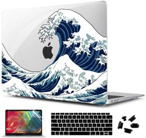 img 4 attached to CiSoo Wave Case for MacBook Air 13 inch 2020-2018 Release: Ocean Hard Shell Cover with Touch ID A1932 A2179 A2337 M1 - Includes Keyboard Skin and Screen Protector