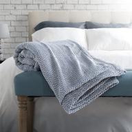 🛏️ experience ultimate comfort with lavish home blue chevron 100% cotton luxury soft blanket-full/queen logo