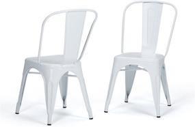 img 4 attached to 🪑 Simpli Home Fletcher Industrial Metal Dining Side Chair (Set of 2) in White: Stylish and Ready to Use