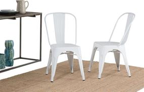 img 3 attached to 🪑 Simpli Home Fletcher Industrial Metal Dining Side Chair (Set of 2) in White: Stylish and Ready to Use