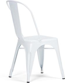 img 1 attached to 🪑 Simpli Home Fletcher Industrial Metal Dining Side Chair (Set of 2) in White: Stylish and Ready to Use