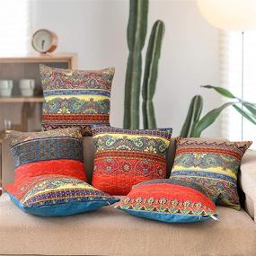 img 4 attached to Exclusive Blend of Mezcla Luxury Cotton Boho Stripe Throw Pillow Covers/Cases Set(6 Pieces, 18X18 Inch) - Machine Washable and Dryable for Enhanced SEO