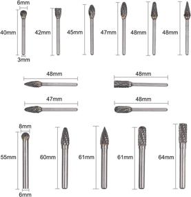 img 3 attached to 🔩 Kamtop Carbide Drill Bits - 15PCS 1/4" 1/8" Tungsten Carbide Burr Set - Double-Cut Rotary Burr Kit 6mm 8mm - Ideal for Rotating Tools