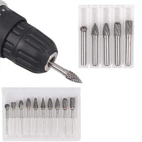 img 2 attached to 🔩 Kamtop Carbide Drill Bits - 15PCS 1/4" 1/8" Tungsten Carbide Burr Set - Double-Cut Rotary Burr Kit 6mm 8mm - Ideal for Rotating Tools