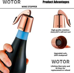 img 3 attached to 🍾 WOTOR Reusable Wine Saver Stoppers Set - Stainless Steel Wine Bottle Plug with Silicone, Leak-proof and Keep Fresh, Rosegold, Pack of 2