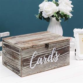 img 2 attached to 🎁 Rustic Torched Wood Wedding Gift Cards Holder Box: Secure Slot Lid & Antique Hinge Lock