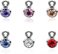 📿 120pcs birthstone dangle pendants with rhinestones for diy jewelry making - necklace, bracelet, six colors + 120pcs copper rings logo