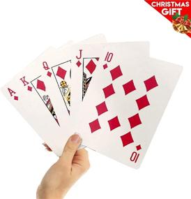 img 4 attached to 🃏 Giant 5" X 7" Playing Cards - Fun Jumbo Deck for Kids, Teens, and Seniors - Easy-to-Read Large Print - Perfect for Poker and More!