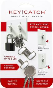 img 1 attached to 🔑 Mess-Free Key Organization: KeyCatch Magnetic Key Holder (Pack of 3), White & Screw-In