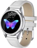 📱 luxury ladies smart touch kw20 smartwatch with dazzling rhinestones - ip68 waterproof, bluetooth, sleep & heart rate monitor, pedometer, physiological reminder, camera - white logo