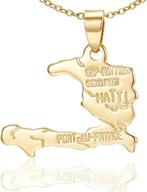 🌍 xusamss fashion: exclusive 18k gold plated alloy haitian map pendant charm necklace logo