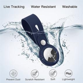 img 1 attached to Protective Silicone Loop Case with Long Strap for Apple Airtag Key Finder - Blue