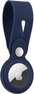 защитный чехол из силикона с длинным ремешком для apple airtag ключ-трекера - синий. логотип
